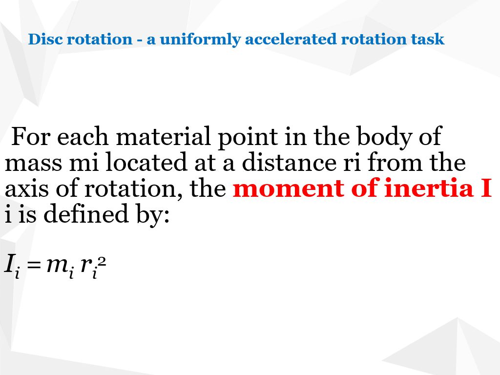 Summation for rigid body moment of inertia