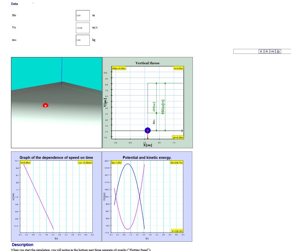 Simulation of a vertical throw